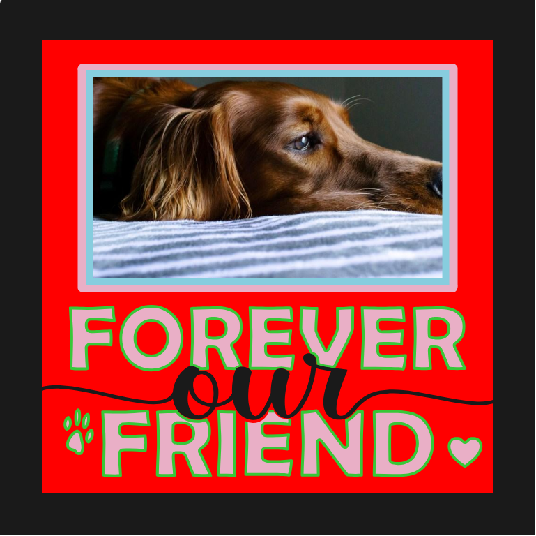 Forever Our Friend pet memorial photo design for remembrance frames tribute keepsakes and personalized memorial gifts