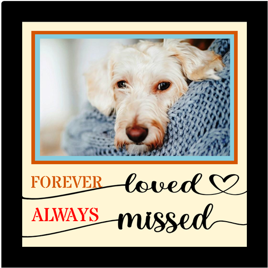 Forever Loved Always Missed pet memorial photo design for tribute frames memory displays and personalized keepsakes