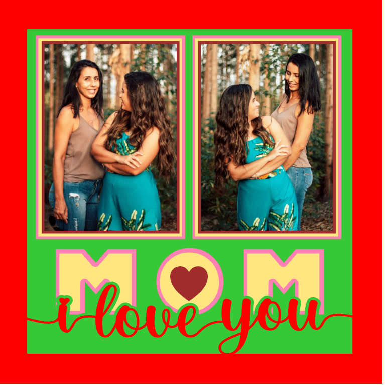 I Love You Mom two photo collage design for framed gifts wall art and custom keepsakes for mom