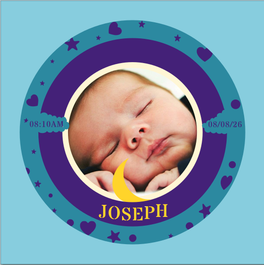 Newborn Joseph SVG with name, time, and birthday for baby's bedroom photo keepsake and nursery decor